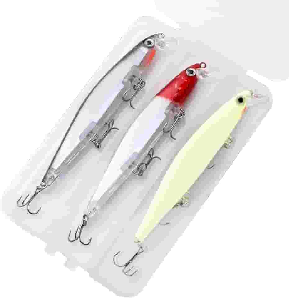 Kit 3 Iscas Artificiais Minnow, 11 cm, 13.5g, 3 Cores, com Anzol Garateia, para Tucunaré, Traíra, Dourado e Robalo