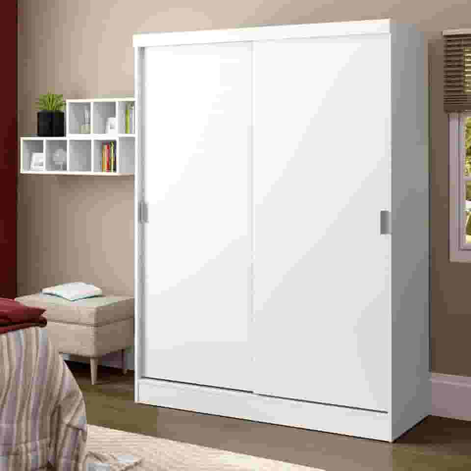 Guarda-roupa Solteiro Madesa Luke 2 Portas de Correr de Madeira - Branco