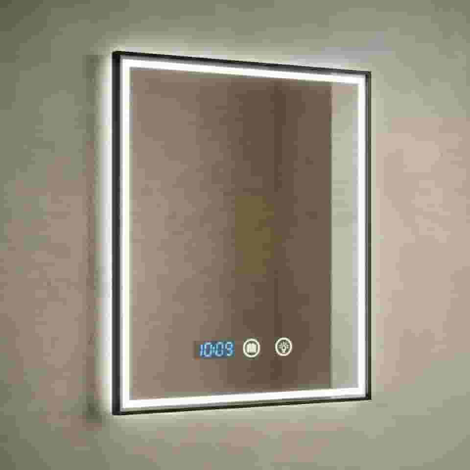 Espelho de Banheiro com Led Moldura Preta 50X70CM