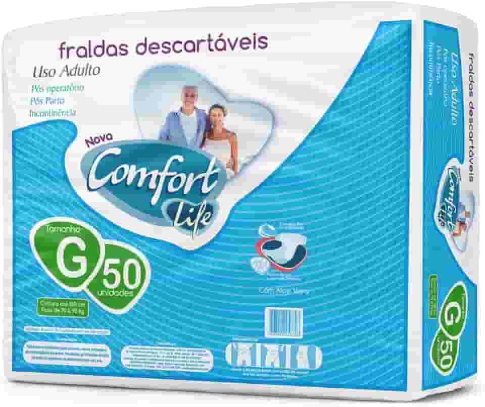 Fralda Descartável Geriátrica Adulto Comfort Life Hiper G 50 Unidades