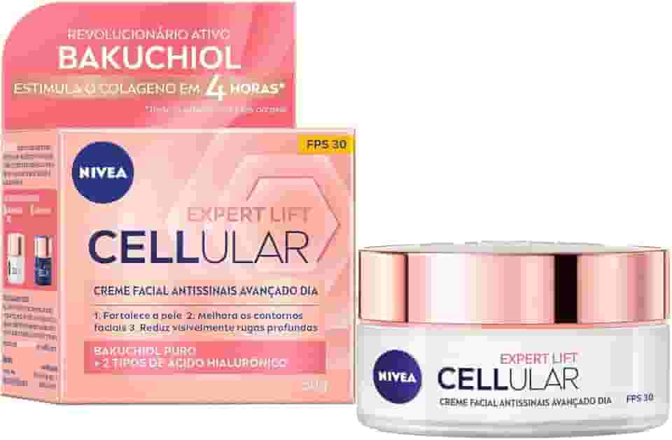 NIVEA Creme Facial Antissinais Cellular Lift Dia FPS 30 50ml - Creme facial antissinais com bakuchiol puro, ativo revolucionário estimula a produção de colágenO