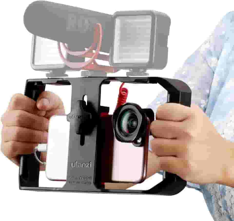 Ulanzi U Rig Pro Video Rig para iPhone, estabilizador de telefone com suporte triplo para sapata, suporte de tripé de telefone para iPhone 16, 15, 14, 13, 12, 11, Pro, Max, XS, Max, X, 8 plus, OnePlus