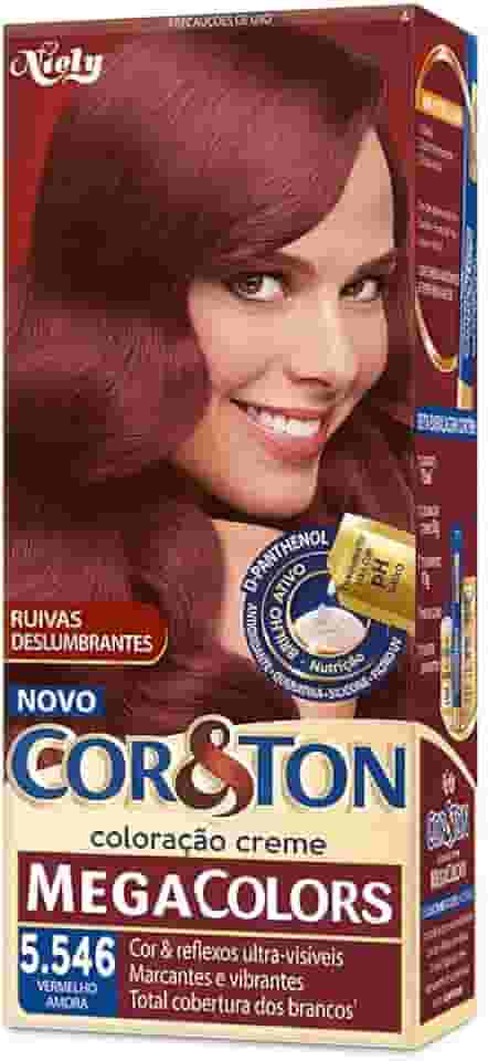 Kit Tintura Mega Colors Cor & Ton 5.546 Vermelho Amora 180 G, Niely