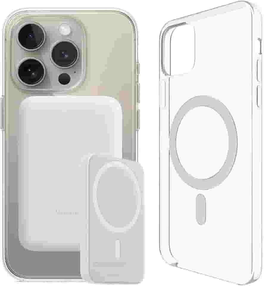 Carregador Portátil + Capa Magnética por Indução Compatível com Magsafe para iPhone 15, 15 Pro Max e 15 Plus (iPhone 15 Pro)