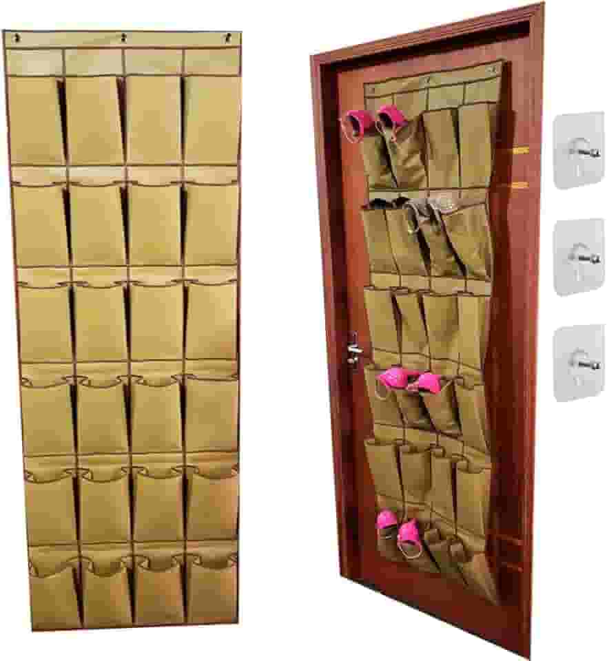 Sapateira 24 Nichos Organizador Porta Sapatos 12 Pares Parede ou Porta Grande Para Calçados 42/43 (Bege)