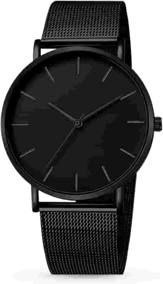 Relógio Masculino Preto Resistente à àgua 40mm Minimalista Ultra Fino de Aço Inoxidável Original de Luxo Casual Estiloso Original Relógio de Pulso