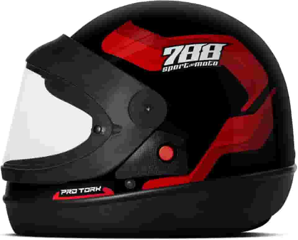 CAPACETE FECHADO PRO TORK SPORT MOTO 788 PRETO - VERMELHO TAM. 60