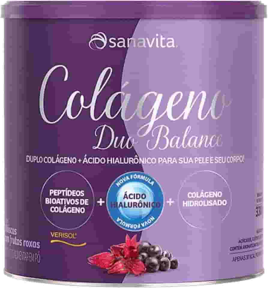 Colágeno Verisol + Ácido Hialurônico + Colágeno Hidrolisado Duo Balance Sanavita - Para Pele Corpo Cabelos e Unhas