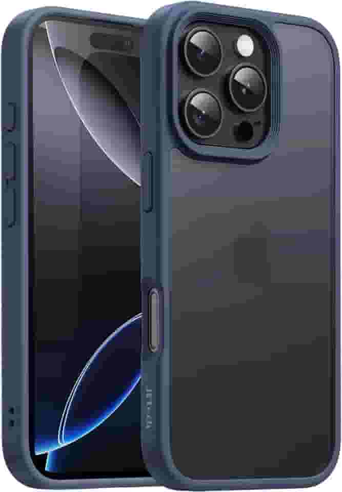 JETech Capa Matte para iPhone 16 Pro Max 6,9 Polegadas, Case Proteção Contra Quedas de Nível Militar à Prova de Choque, Traseira Translúcida Fosca, Anti-Impressão Digital (Azul Tempestade)