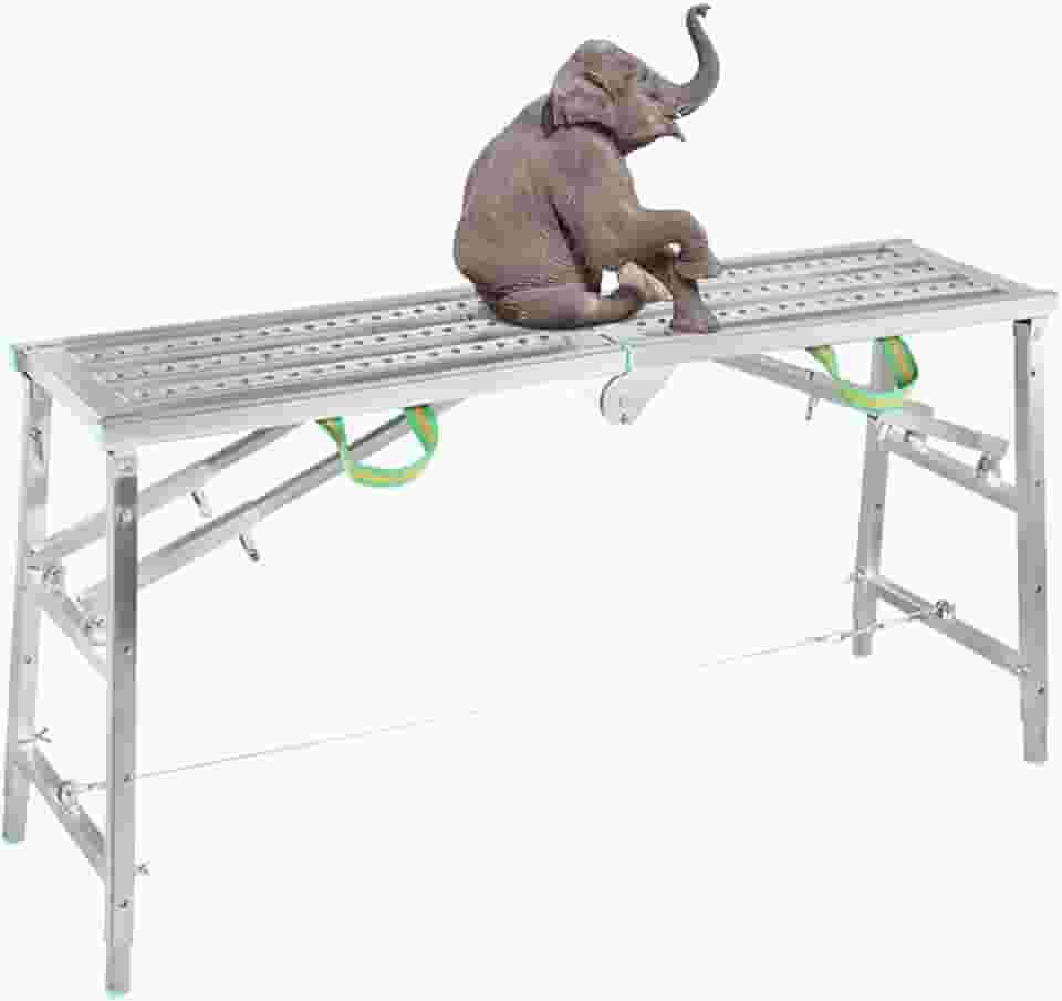 Equipamento de andaimes, escadas de degrau, andaimes dobráveis portáteis multiuso plataforma de trabalho andaime torre banco de escada de altura ajustável, soldagem de aço galvanizado, carga máxima de 362 kg