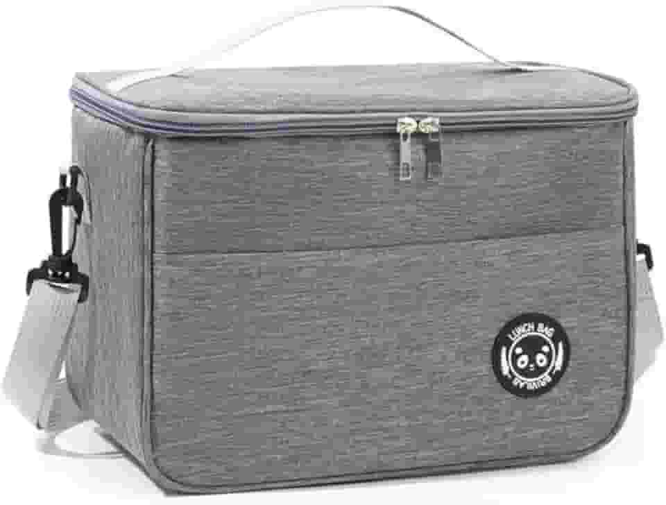 Bolsa Térmica Lancheira com Alça e Bolso Lateral – Para Marmita, Trabalho, Academia, Escola e Passeios (Cinza)