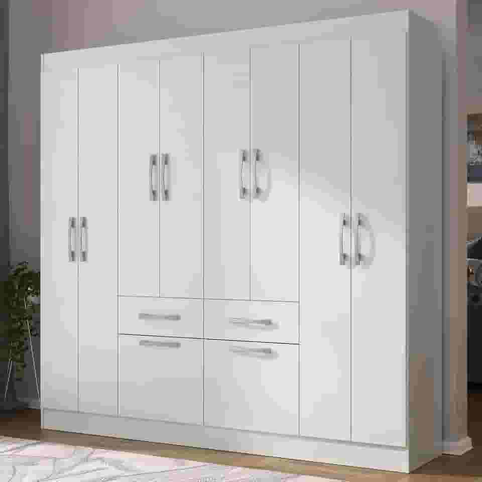 Guarda-roupa Casal 8 Portas 2 Gavetas 2 Basculante Rubi Yescasa Branco