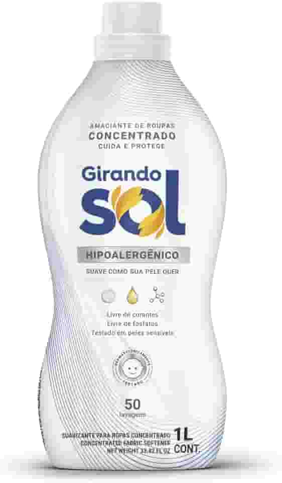 Girando Sol Amaciante Concentrado Hipoalergênico 1L Amaciante De Roupas Concentrado Branco Suave Como Sua Pele Quer Rende 50 Lavagens