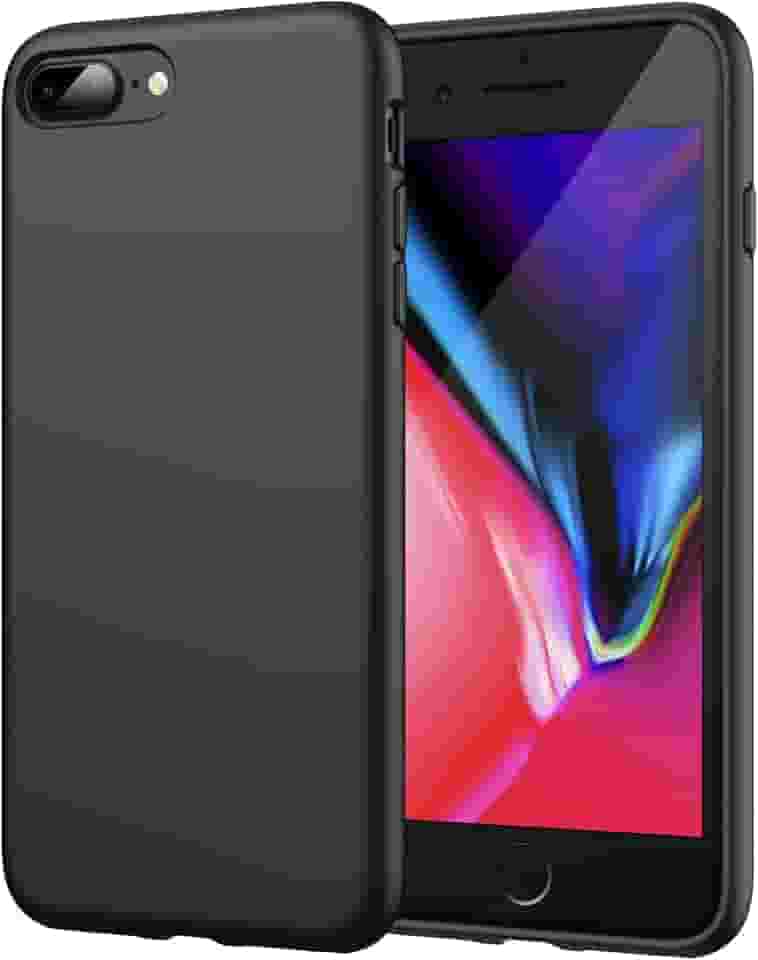 JETech Capa de Silicone para iPhone 7 Plus/iPhone 8 Plus 5,5 Polegadas, Case Capinha Protetora para Corpo Inteiro com Toque Suave e Sedoso (Preto)
