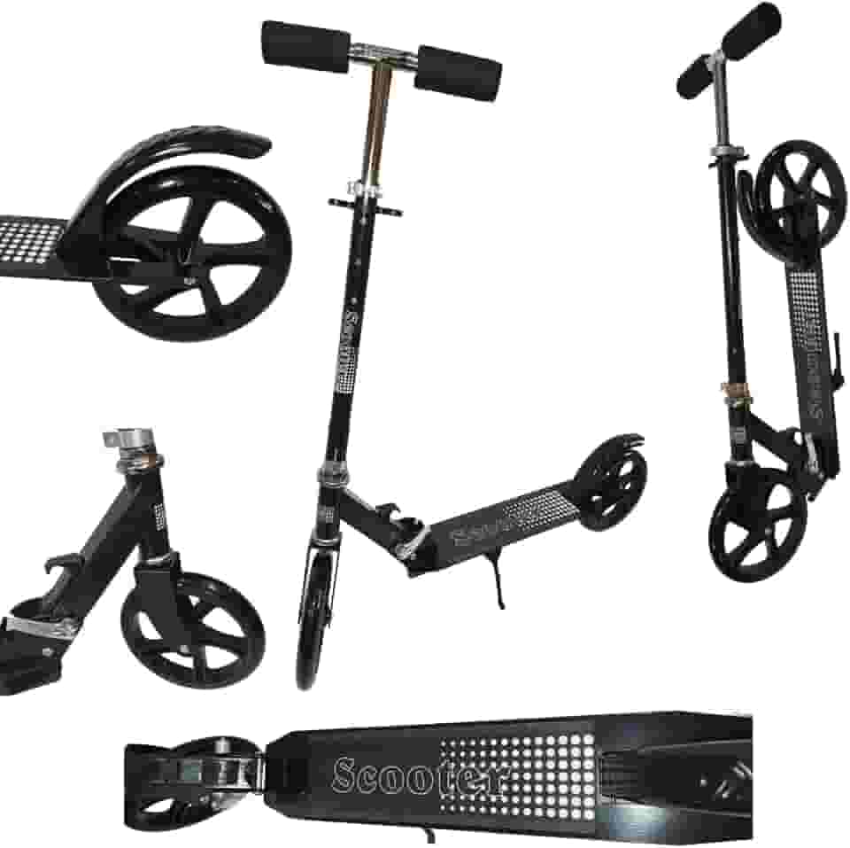 Patinete Adulto Juvenil Scooter 2 Rodas Até 100 Kg Criança Adolescente Dobravél Resistente Portátil - Preto