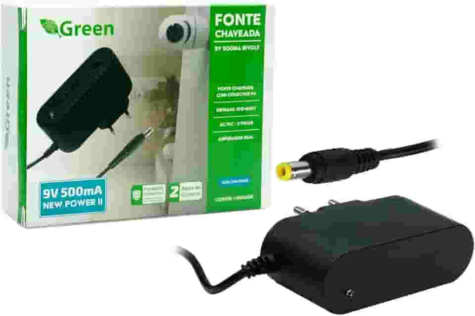 GREEN Fonte Chaveada 9V 500MA Bivolt - Plug 5,5MM x 2,1MM