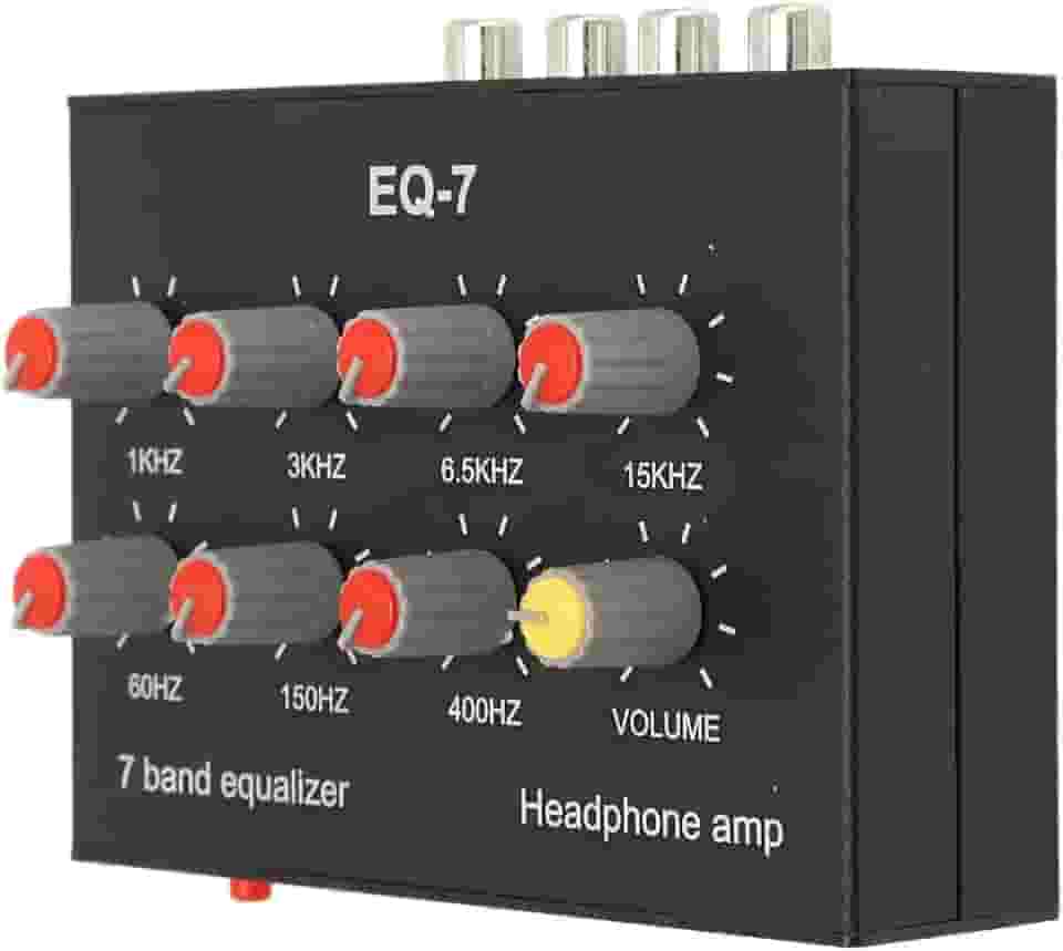 Equalizador de som de 7 bandas, ajuste de graves altos, equalizador digital de canal duplo, compatível com fones de ouvido, interface de 3,5 mm, liga de alumínio, para carro
