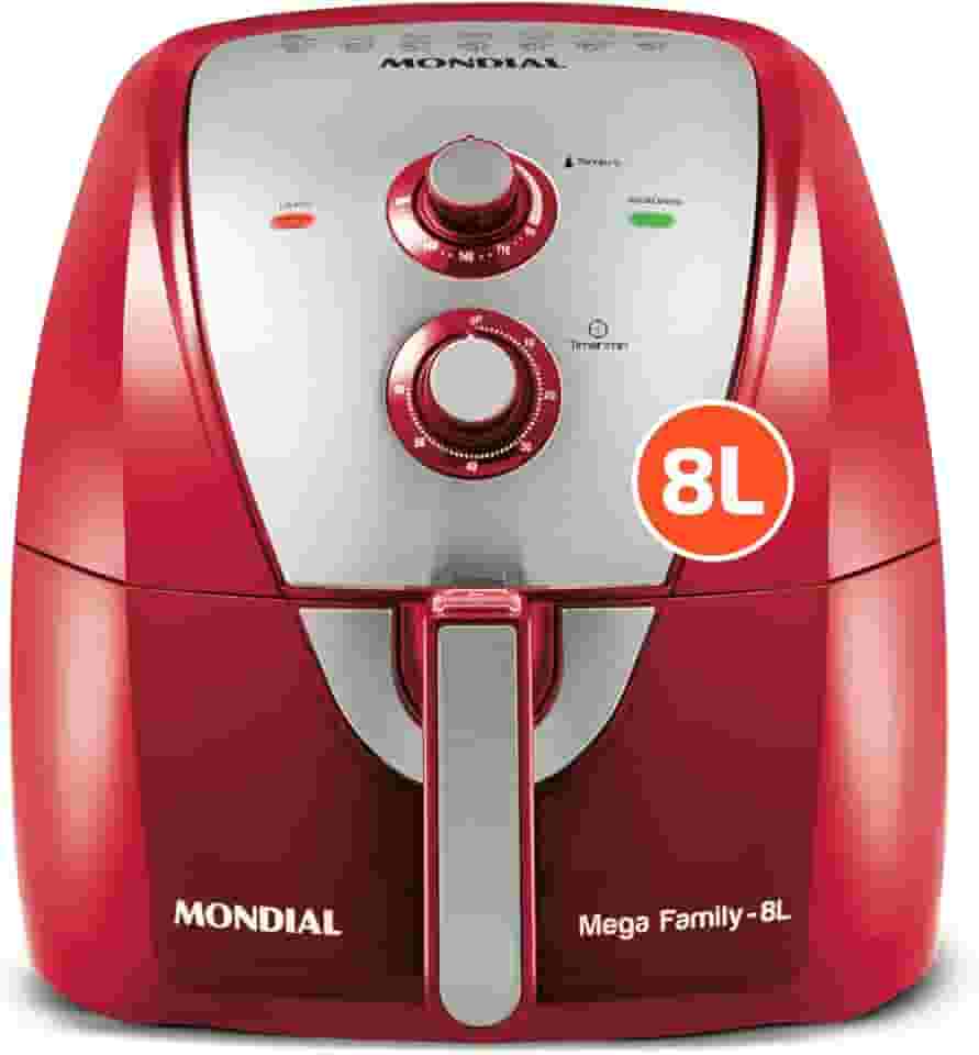 Fritadeira Sem Óleo Air Fryer 8L, Mondial, Vermelho/Inox, 1900W, 220V - AFN-80-RI