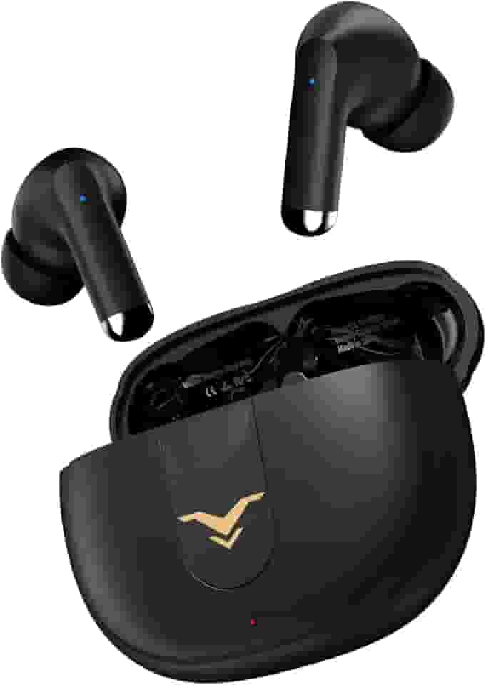 Fones de ouvido Bluetooth sem fio, fones intra-auriculares com cancelamento de ruido active (ANC), 2 modos de som ajustáveis, 36 horas de reprodução e 4 microfones para chamadas, música, jogos, preto