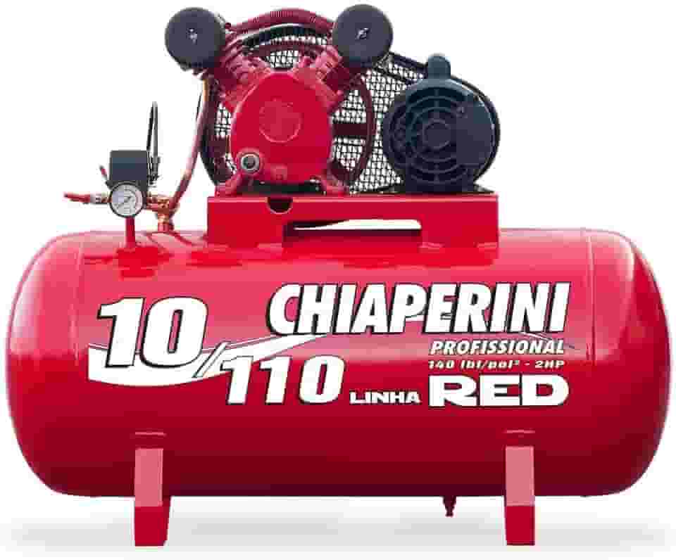 Compressor 10 Pes 110L Monofasico 110/220V 2HP 140PSI Profissional RED RCH 110L Chiaperini