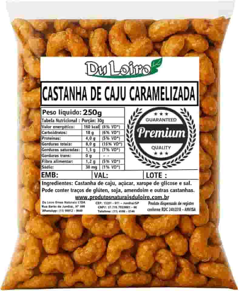 Castanha De Caju Caramelizada Com Gergelim (250g)