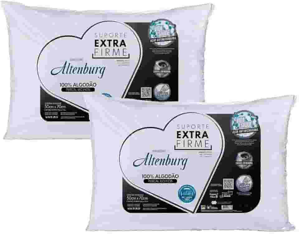 Kit 02 Travesseiros Altenburg Suporte Extra Firme 0,50x0,70m 180 Fios