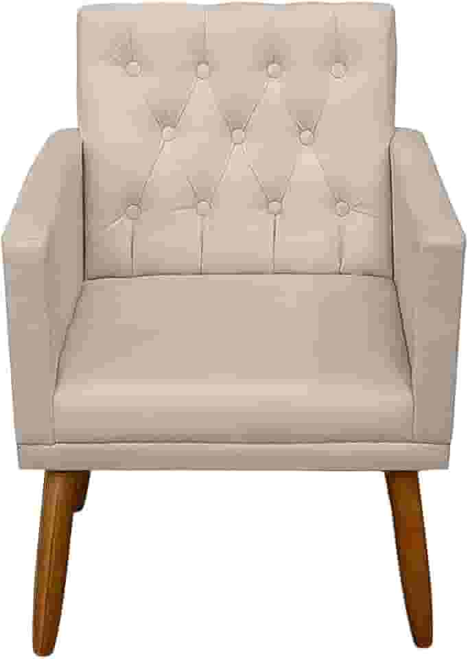 1 Cadeira Poltrona para Clínica Decorativa resistente confortável tecido veludo confortável pés de madeira reforçado MOBLAN decor (BEGE)