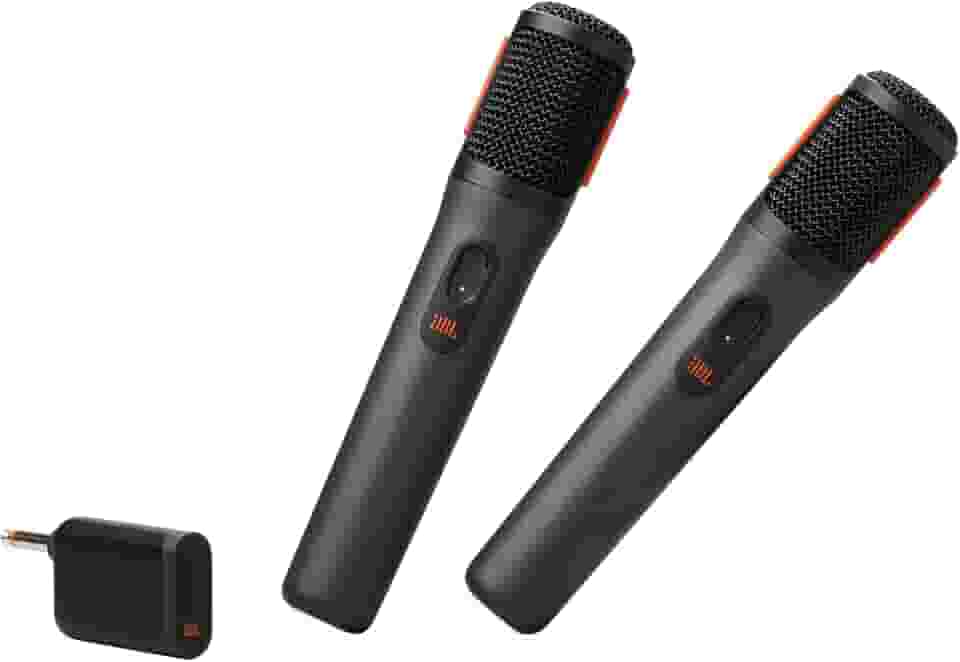 JBL Microfone sem fio PartyBox – 2 microfones digitais sem fio, bateria recarregável (20 horas - 700 mAh), voz clara, som nítido, conexão estável de 2,4 GHz, compatível com todos os alto-falantes
