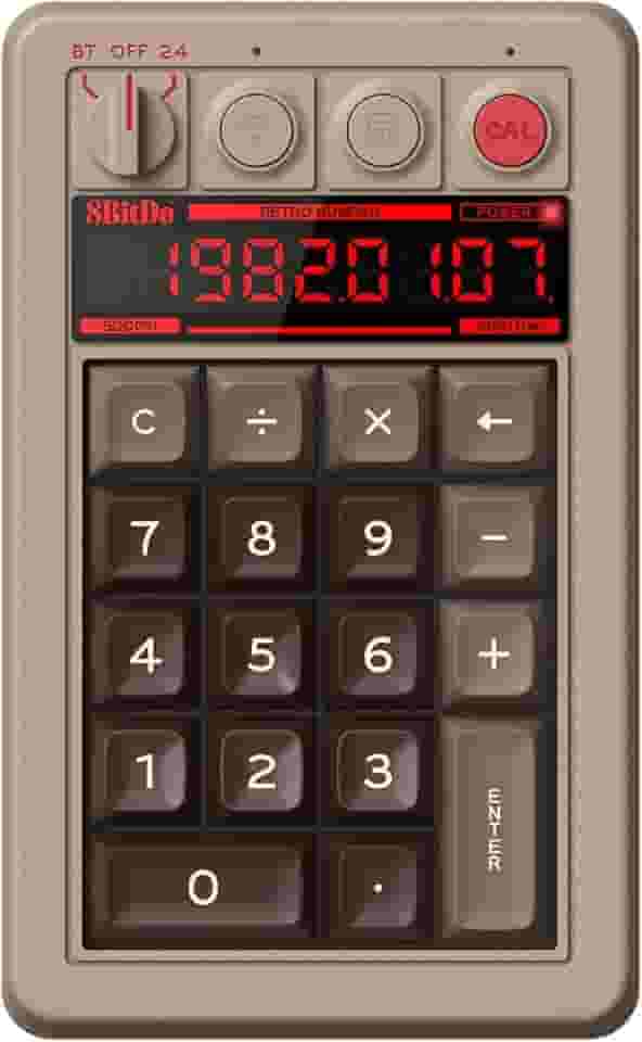 8Bitdo Teclado Numérico Mecânico Retrô De 18 Teclas, Compatível Com Pc E Modo Calculadora Padrão, Hot-Swappable, Botão Atalho, Bluetooth/2.4G/Com Fio Para Windows Android - Edição C64