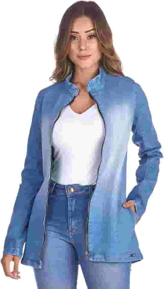 Jaqueta Jeans HNO Jeans Blazer Gola Padre Azul