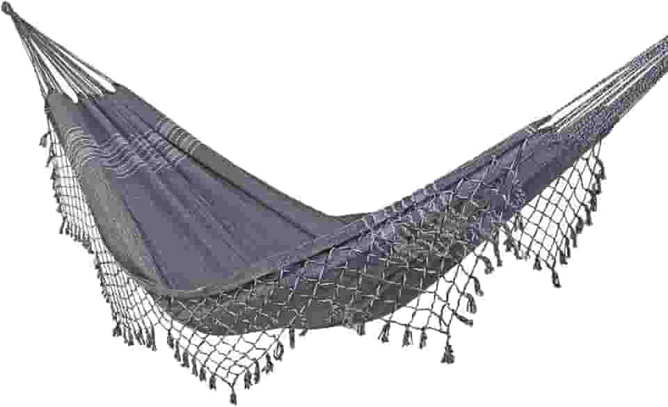 Rede de Dormir e Descanso Jeans Casal 100% Algodão Jaguaruana. (Cinza)