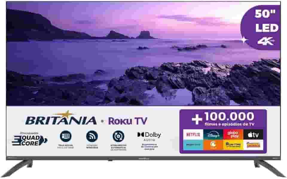 TV Smart TV 50” Britânia Roku TV LED Dolby Audio BTV50VA4REGB