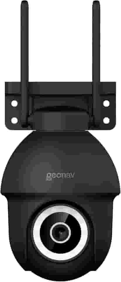 Hi by Geonav Câmera Externa Inteligente PTZ, 3k, 4MP, Wi-Fi, Sensor Movimento, Áudio bidirecional, Luz e visão noturnas, Alerta sonoro, Compatível com Alexa e Google Assistente, HISCPT02BK, Preto