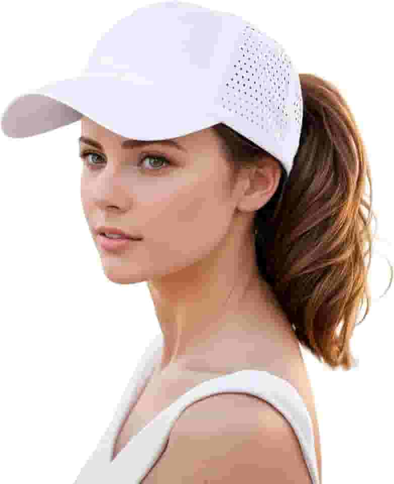 Boné de beisebol feminino rabo de cavalo secagem rápida, boné de beisebol cruzado ajustável coque alto unissex boné de caminhoneiro