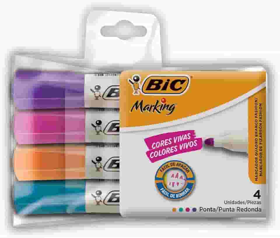 Pincel Marcador de Quadro Branco BIC Markingc/4 cores fashion 930094