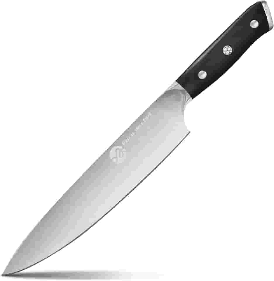 Faca Do Chef De 8'' Polegadas Com Cabo Ergonômico, Faca De Cozinha Forjada Em Aço Com Alto Teor De Carbono, Preta
