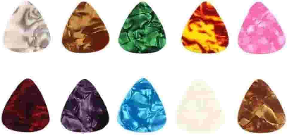 10 Palhetas de Guitarra e Ukulele de Celuloide Multicoloridas de 0,46 mm