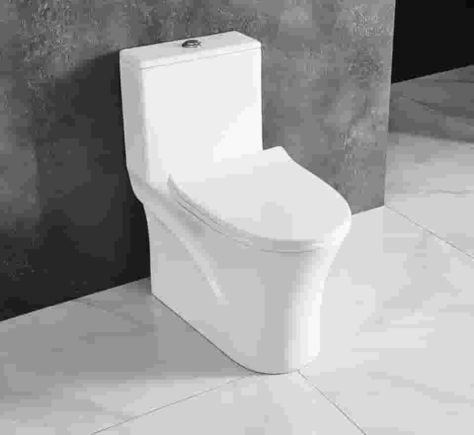 Vaso sanitário alongado de uma peça com assento de cadeira confortável Altura ADA 42 cm, Power Dual Flush 0,8/1,28 GPF, vaso sanitário de banheiro, vaso sanitário branco brilhante padrão nano