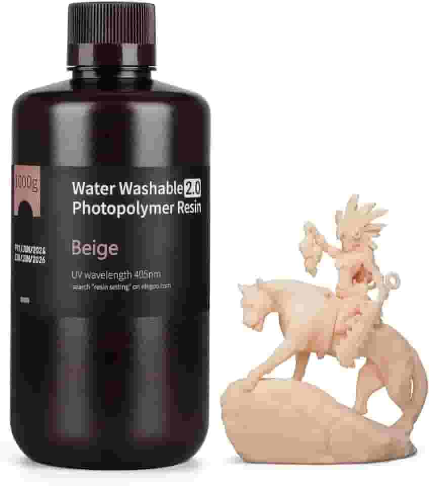 ELEGOO Resina lavável 2.0 para impressora 3D Bege 1KG - Resina de fotopolímero padrão de cura UV 405nm para impressão 3D LCD/MSLA/DLP