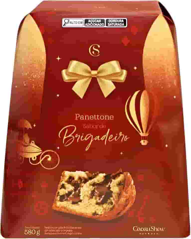 Cacau Show Panettone Sabor Brigadeiro, Sobremesa Natalina Recheada com Chocolate, 550g