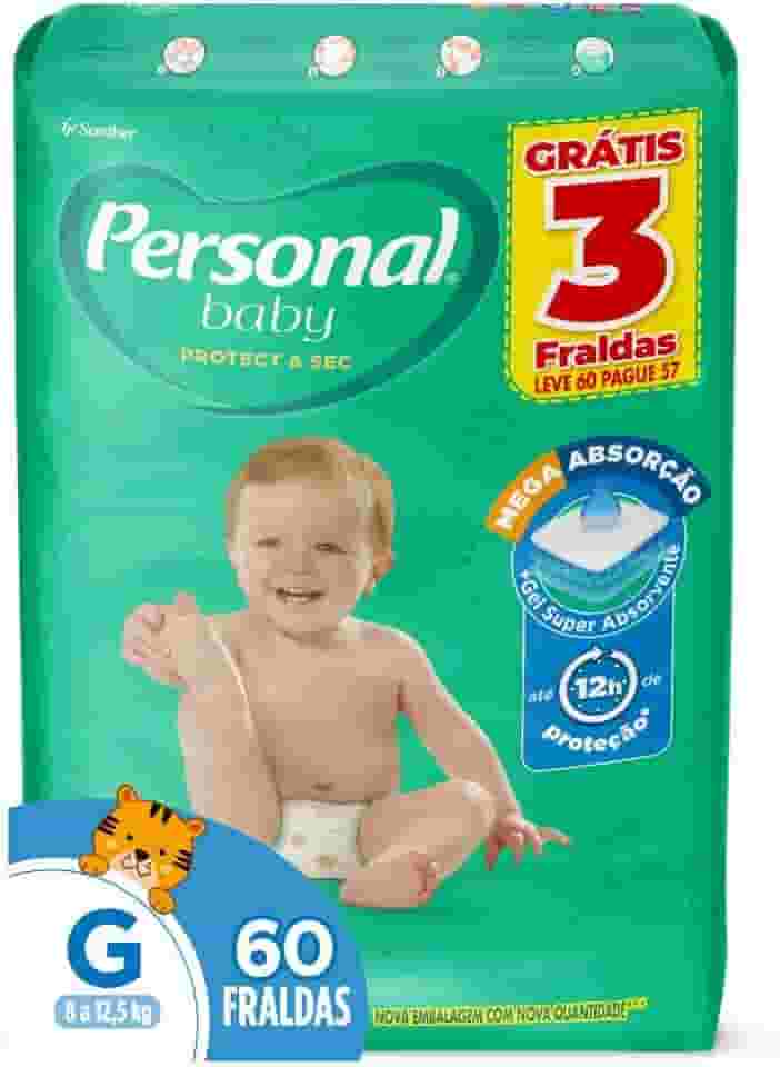 Personal Fralda Baby Protect&Sec G, Leve 60 Pague 57 Unidades