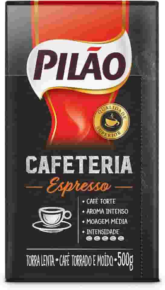 Café Pilão Torrado e Moído Cafeteria Espresso, Torra Forte, Embalagem a Vácuo com 500g