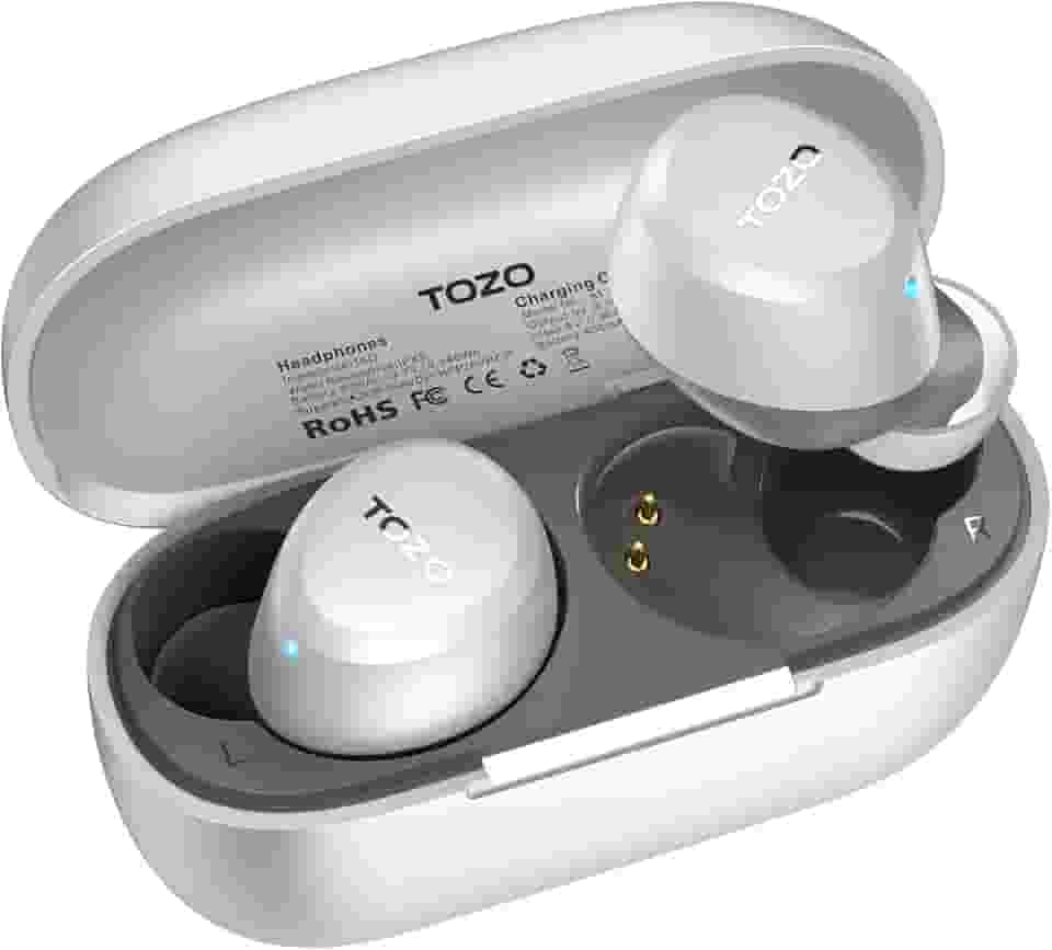 TOZO A1 Mini fones de ouvido sem fio Bluetooth 5.3 intra-auriculares com microfone integrado, à prova d'água IPX5, som imersivo, fone de ouvido com conexão de longa distância e estojo de carregamento