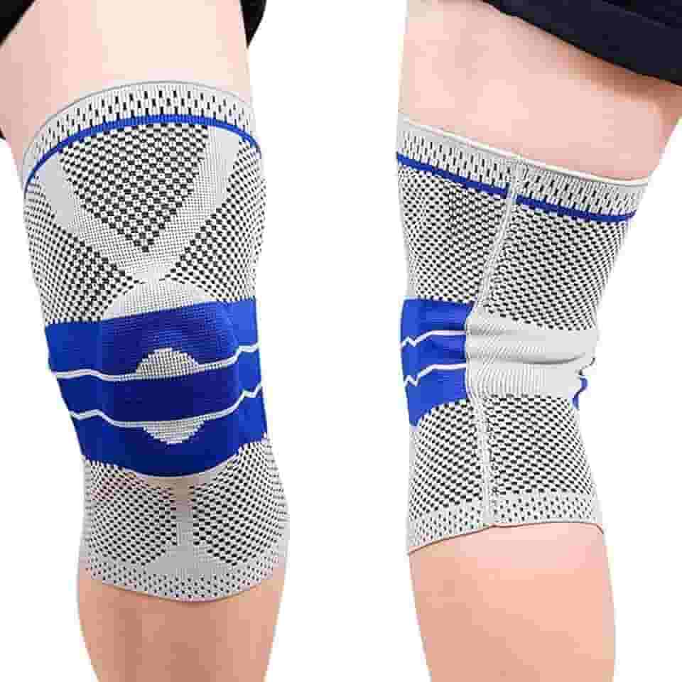 Joelheira de Compressão com Strap, Suporte para Academia, Musculação, Corrida, Jiu Jitsu e Esportes, Tamanho (Médio)