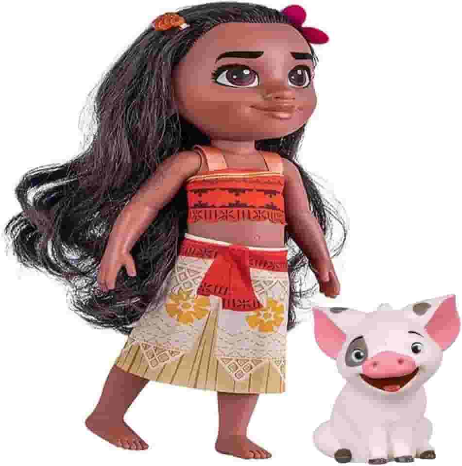 Brinquedo Boneca Princesa Moana 45cm e Porquinho Pua 8cm Disney em Plástico Vinil +3 Anos Cotiplas - 2600