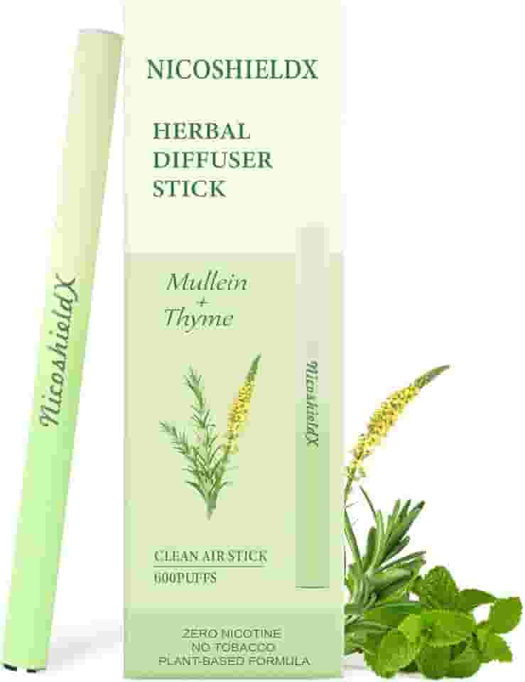 Difusor de ervas – não elétrico – ferramenta de estilo de vida à base de plantas com verbasco, tomilho e hortelã para limpeza pulmonar, conforto oral refrescante, até 600 usos