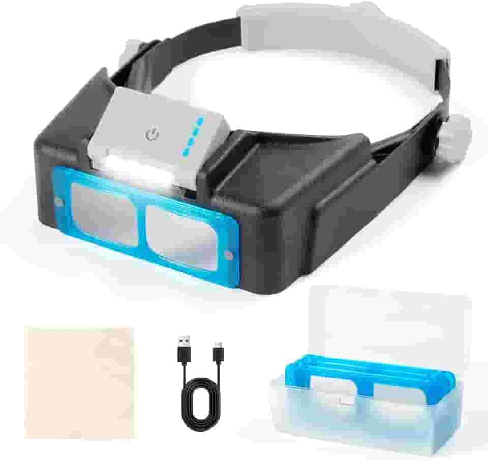 Lupa De Cabeça Com Luz Recarregável, 1,5X - 3,5X, 4 Lentes Substituíveis, Adequada Para Joalheiros, Artesanato, Hobby, Leitura E Trabalho Perto