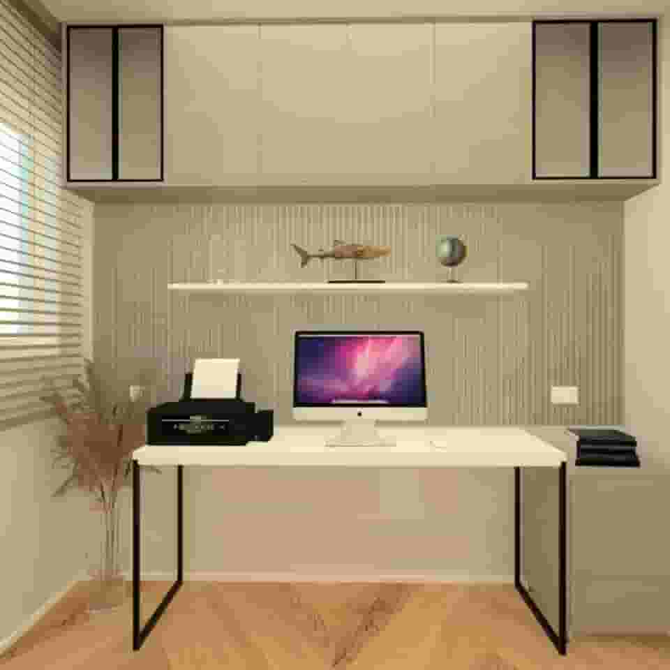 Mesa De Computador Reforçada P/ 2 Pessoas Industrial Madeira Mdf Reforçada e Ferro Para Escritório Home Office 120x60 (Branco)
