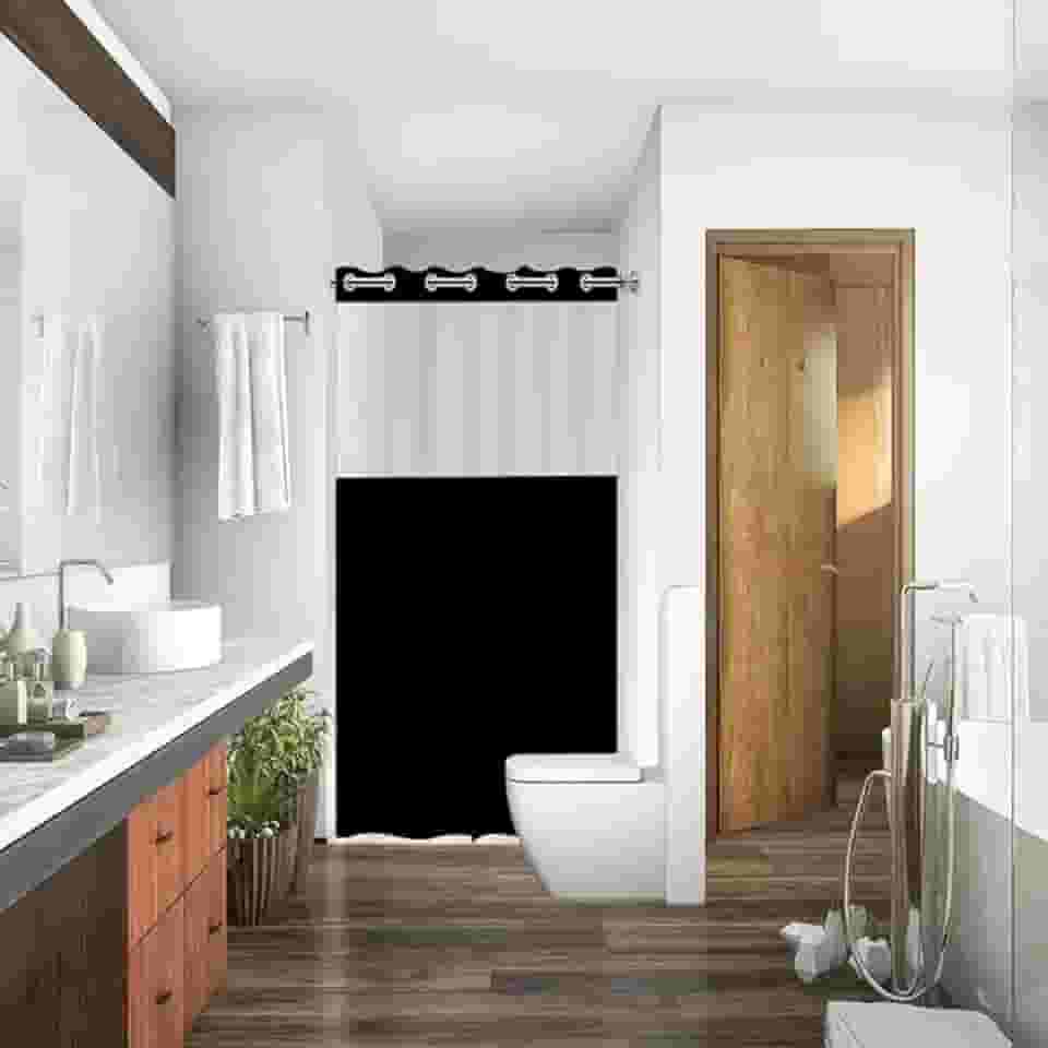 Cortina Persiana para Box de Banheiro Com Visor Antimofo Preta C/Ilhós Impermeavél Premium