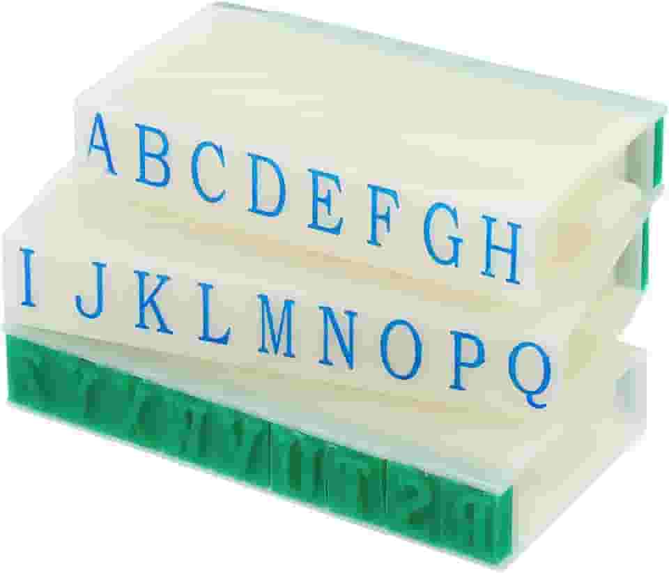 Generic Carimbo de letra destacável, plástico de 9 mm, fonte de 26 dígitos, tamanho 3, alfabeto A-Z, conjunto de combinação para cartão, etiqueta, scrapbook, artesanato, ensino